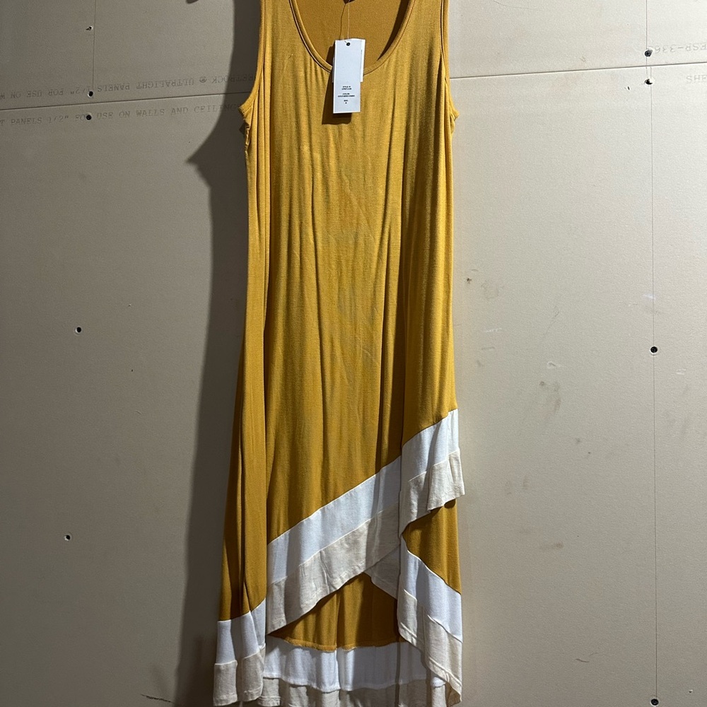 Olive & Oak Yellow High Low Sundress Scoop Neck Sleeveless
